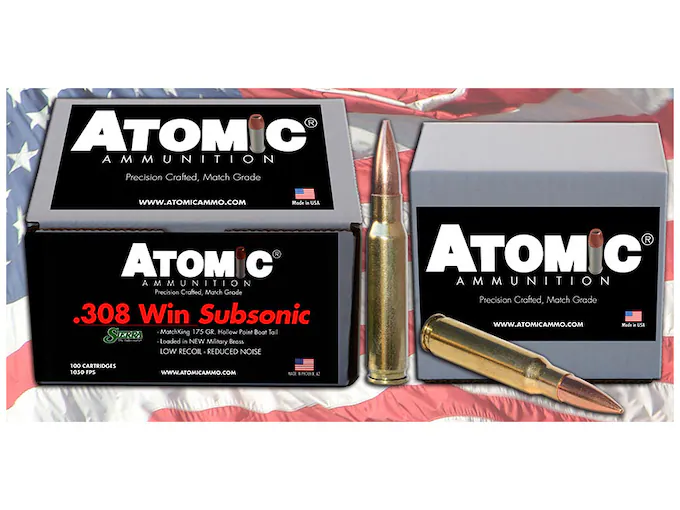 Atomic Match Subsonic 308 Winchester Ammo – 175 Grain Sierra MatchKing JHP – Box of 100